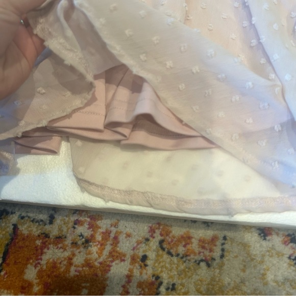 Double zero off the shoulder ruched draw front Swiss dot pink mini dress - Picture 8 of 10